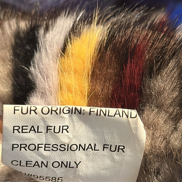 Colorful Fur Pom-Pom Hat handmade in Finland